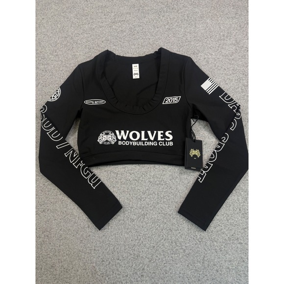 Darc Sport Tops - Darc Sport Wolves Bodybuilding Club Long Sleeve Crop Top Black Limited 327/500 M
